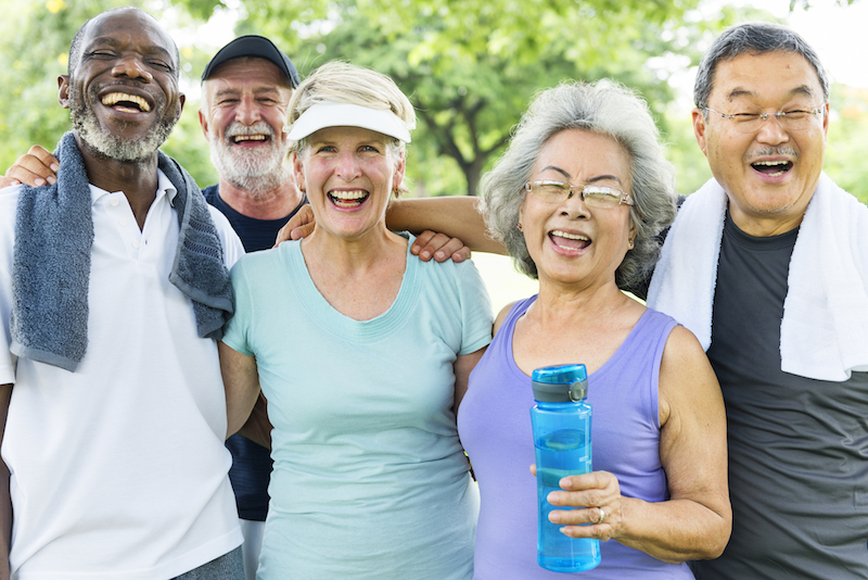 Senior group of friends enjoying being active